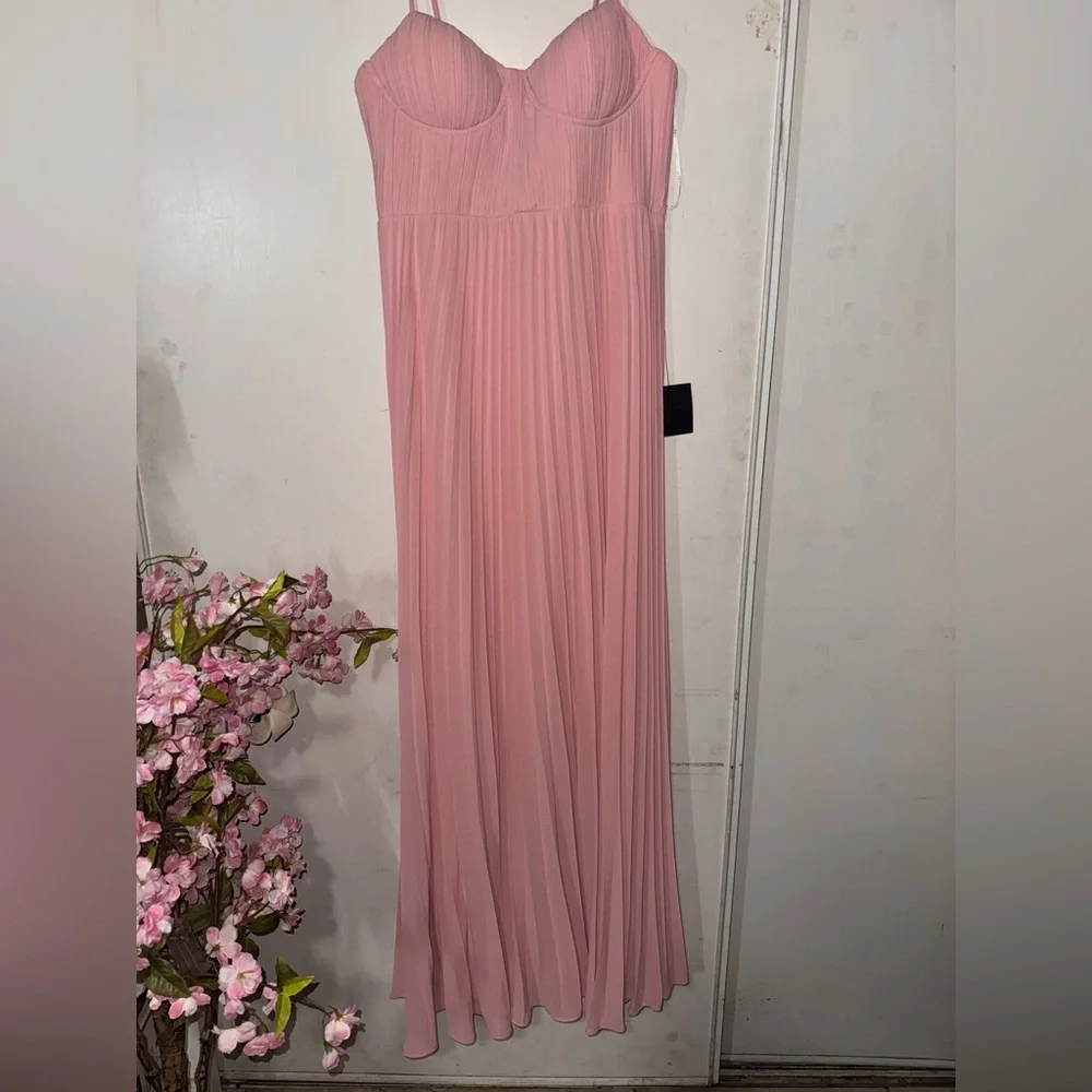 Lulus Admirable Elegance Light Pink Pleated Bustier Maxi Dress - Size xl - Picture 10 of 10